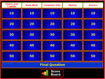 Jeopardy Review Screenshot